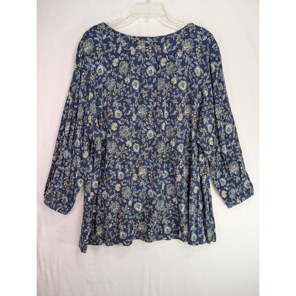 Croft & Barrow 2X Blue Multicolor 3/4 Sleeve Floral Boho Tunic Top - Picture 8 of 8